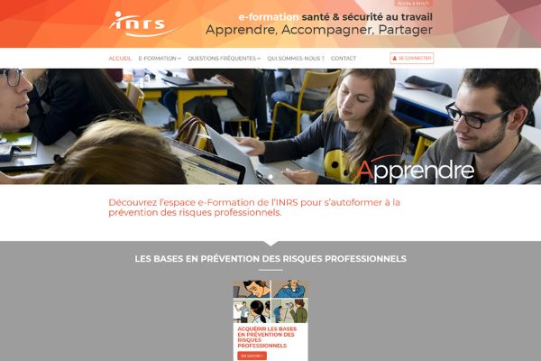 Capture d’écran du site d’autoformation de l’INRS