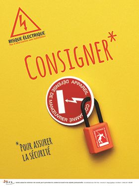 Risque électrique. Pas d\'intervention sans habilitation. Consigner pour assurer la sécurité