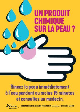 Un produit chimique sur la peau ? Rincez la peau immédiatement à l\'eau pendant au moins 15 minutes et consultez un médecin