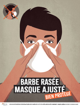 Barbe rasée,  masque ajusté