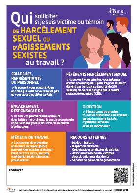 Qui solliciter si je suis victime ou témoin de harcèlement sexuel ou d'agissements sexistes au travail ?