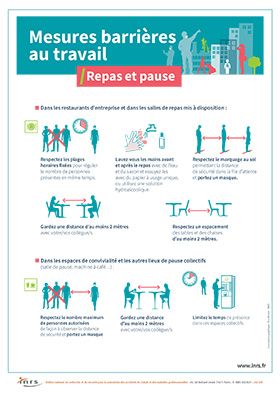 Mesures barrières au travail. Repas et pause