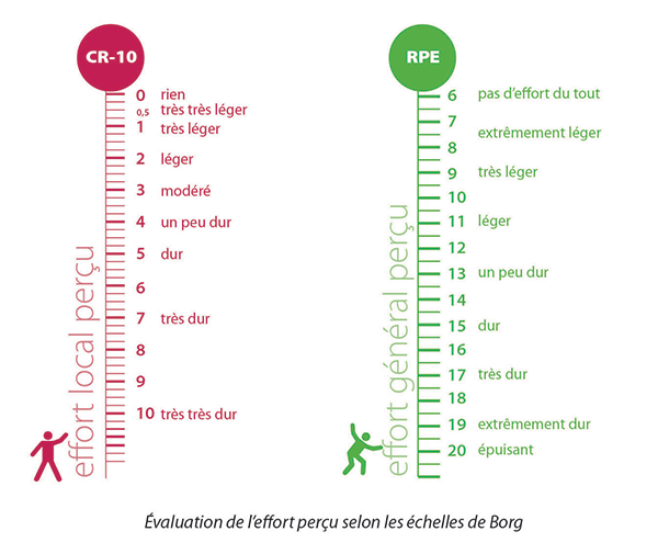 Echelles d'évaluation subjective RPE©® et CR10©® de Borg (1982).